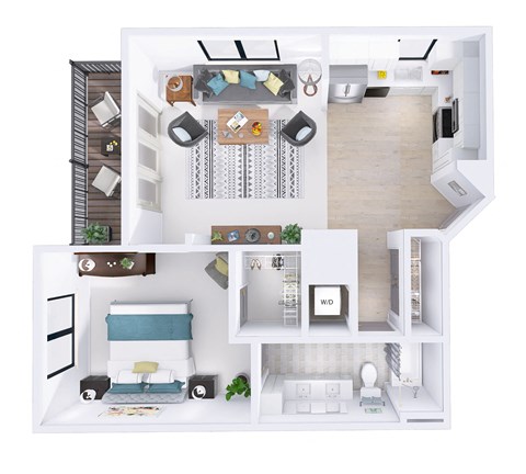 a floor plan of a house with a bedroom and a living room